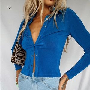 NWOT Princess Polly Elody Love Sleeve Top in Blue